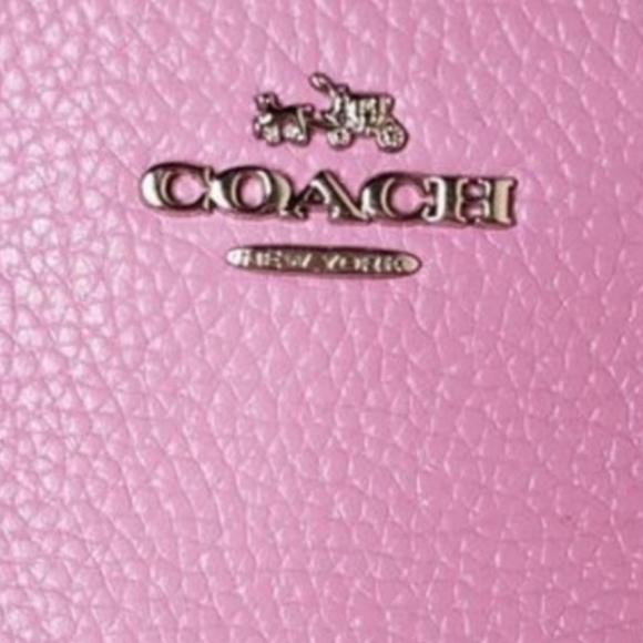 Coach Pink Sherling Trim Genuine Leather Mini Handbag Wristlet W/ Hangtag Pompom - Picture 4 of 6